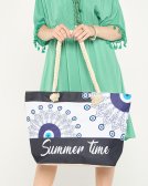 Plážová taška Summer Time s modrobílým řeckým vzorem