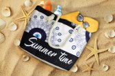Plážová taška Summer Time s modrobílým řeckým vzorem