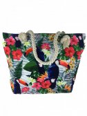 Plážová taška s motivem květin a tukany