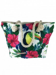 Plážová taška s motivem květin a tukana