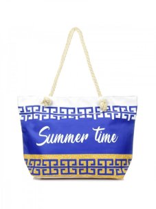 Modrá plážová taška Summer Time s řeckým vzorem