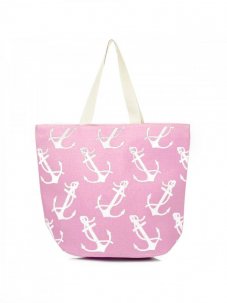Růžová plážová taška s kotvami