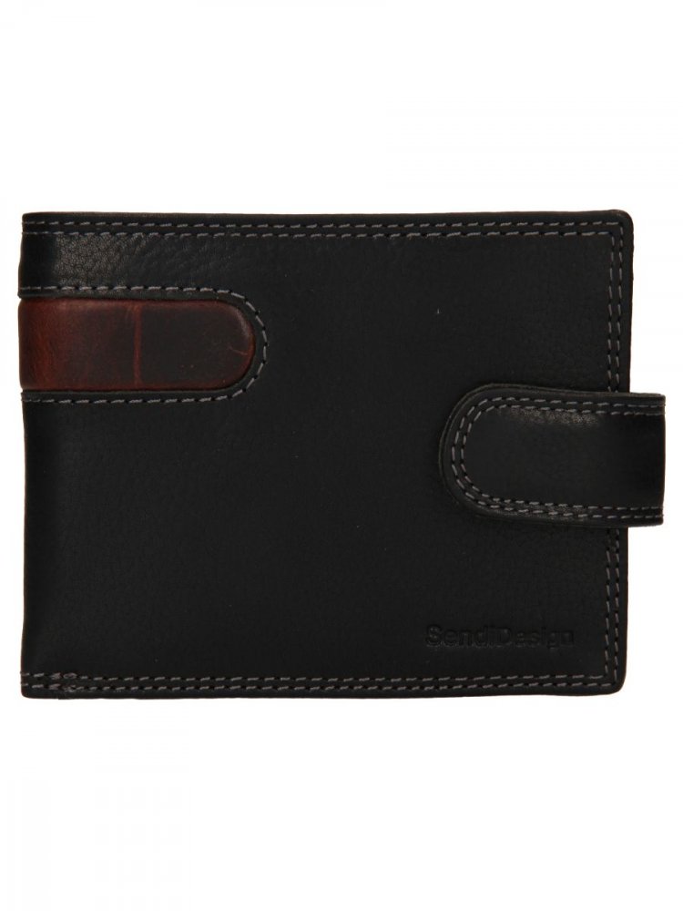 Pánská kožená peněženka SendiDesign Farrokh - Barva: Černá